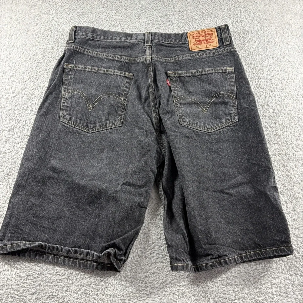 Vintage Levi 569 Jorts Mens 36 Black Dark Wash Jean Shorts Denim 11